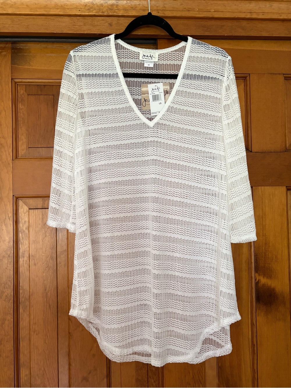 Jordan Taylor White V-Neck Sheer Crochet Swim Coverup